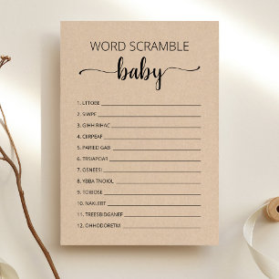 Word Scramble Baby Game Baby Shower party Card