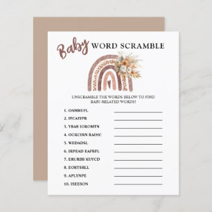 Word Scramble Boho Rainbow Baby Shower Game