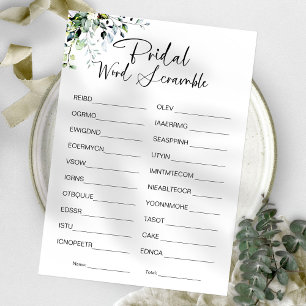 Word Scramble Bridal Shower Game Invitation
