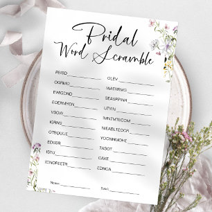 Word Scramble Bridal Shower Game Invitation
