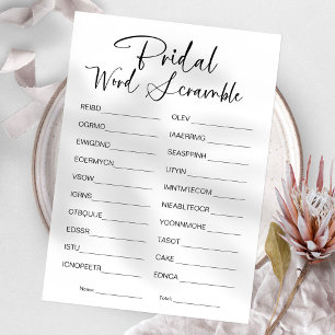 Word Scramble Bridal Shower Game Invitation