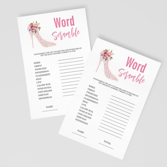 Word Scramble High Heels Bridal Shower Game (Creator Uploaded)