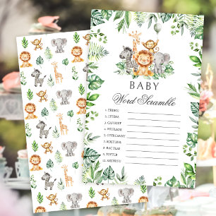 Word Scramble Safari Animals baby shower games