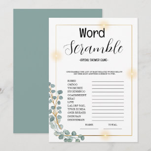 Word Scrumble Bridal Shower Game  Invitation