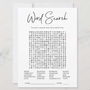 Word Search Bridal Shower Game