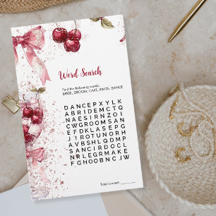 Word Search Bridal Shower Game Cherry Bow