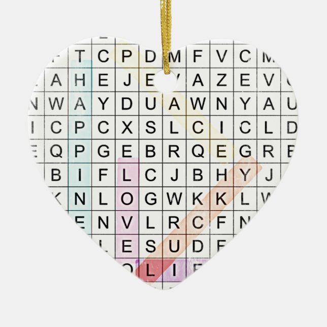 Word Search Ceramic Tree Decoration (Front)