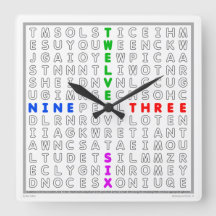 Word Search Clock with downloadable puzzle (colour