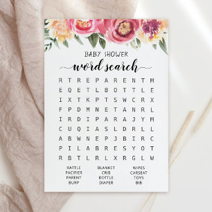 Word search Game Baby Shower party Card
