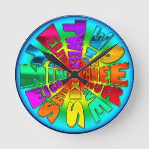 Word Time Clock Rainbow