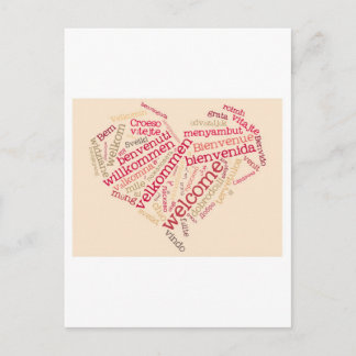wordcloud welcome heart postcard