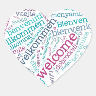 Wordcloud WELCOME Heart Sticker