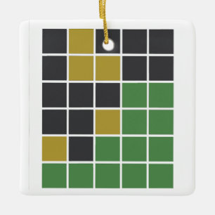 Wordle grid 1 ceramic ornament