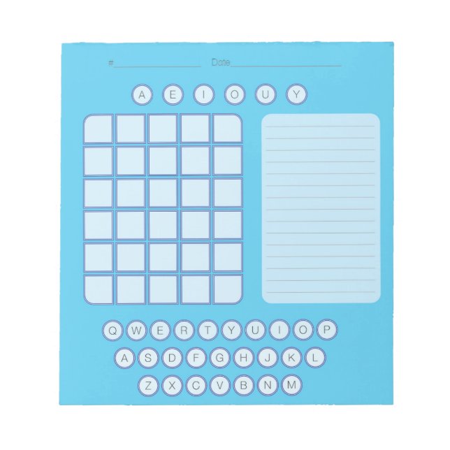 Wordle Scratch Pad Notepad - Blue (Front)
