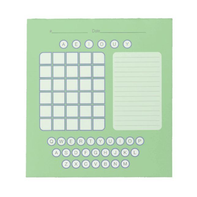 Wordle Scratch Pad Notepad - Green (Front)