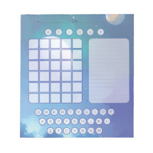 Wordle Scratch Pad Notepad - Space Watercolor Blue