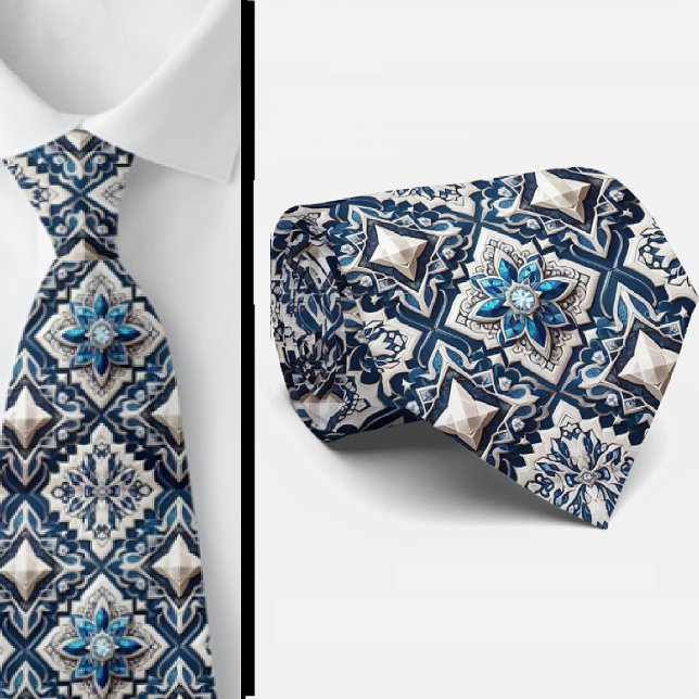 Wordly Luxury Businessman | Blue Morrocan Tile Tie (Creator Uploaded)