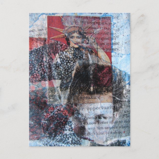 Words and Women Abstract Collage Postcard (Front)