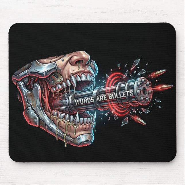 Words Are Bullets – Cyberpunk Free Speech Mouse Pad (Front)