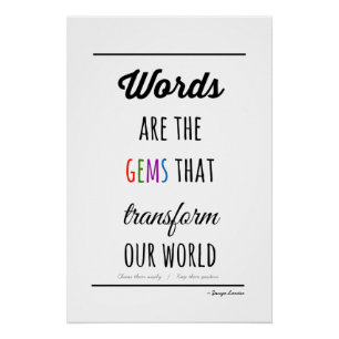 Words Are Gems Poster (Text Only)