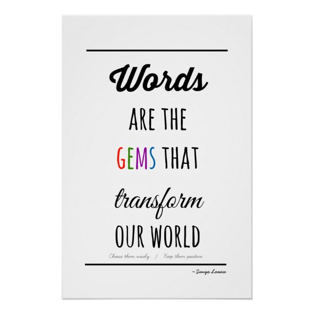 Words Are Gems Poster (Text Only) (Front)