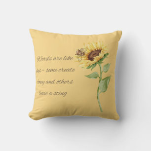 Words are like Honey… Sunflower and Bee Cushion