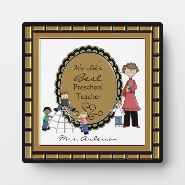 Word's Best Daycare Preschool Teacher Plaque (Front)