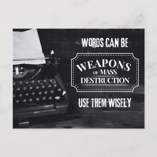 Words Can Be WMDs - Tactical Typing Postcard (Front)