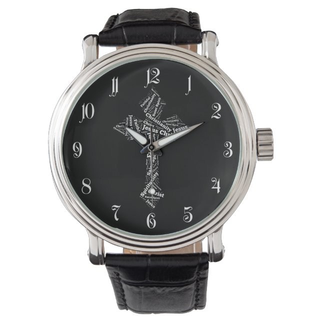 Words Christian cross Watch (Front)