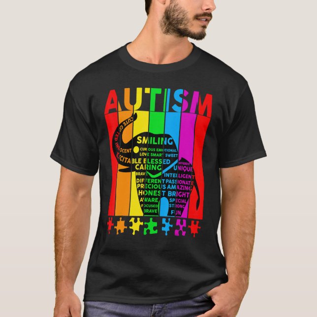 Words Describing The Spectrum Of Autism Supporting T-Shirt (Front)