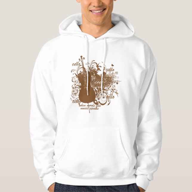 Words Fail Music Speaks Cello Musician Hoodie (Front)