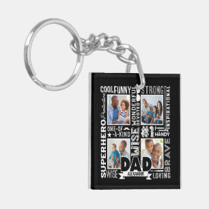 Words For #1 Dad Father's Day Photo Collage Black  Key Ring