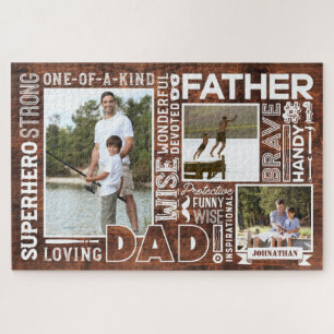 Words For #1 Dad Happy Father's Day Photo Collage Jigsaw Puzzle