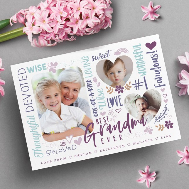 Words for Best Grandma Ever Any Occasion Photo Card (Creator Uploaded)