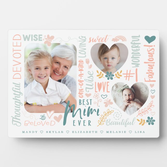 Words for Best Mimi Ever Grandkids Photo Collage Plaque (Front)
