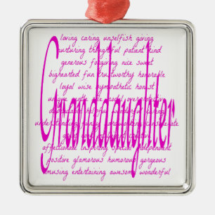 Words for Granddaughter Metal Tree Decoration