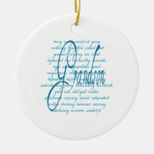 Words for Grandson in Blue Ceramic Tree Decoration