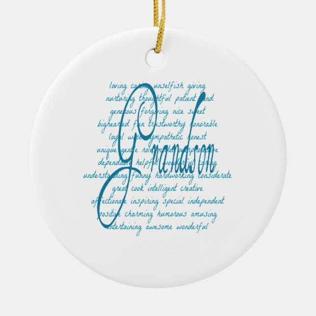 Words for Grandson in Blue Ceramic Tree Decoration (Front)