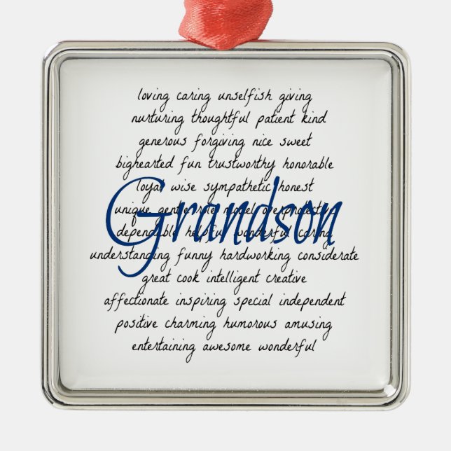 Words for Grandson Metal Ornament (Front)