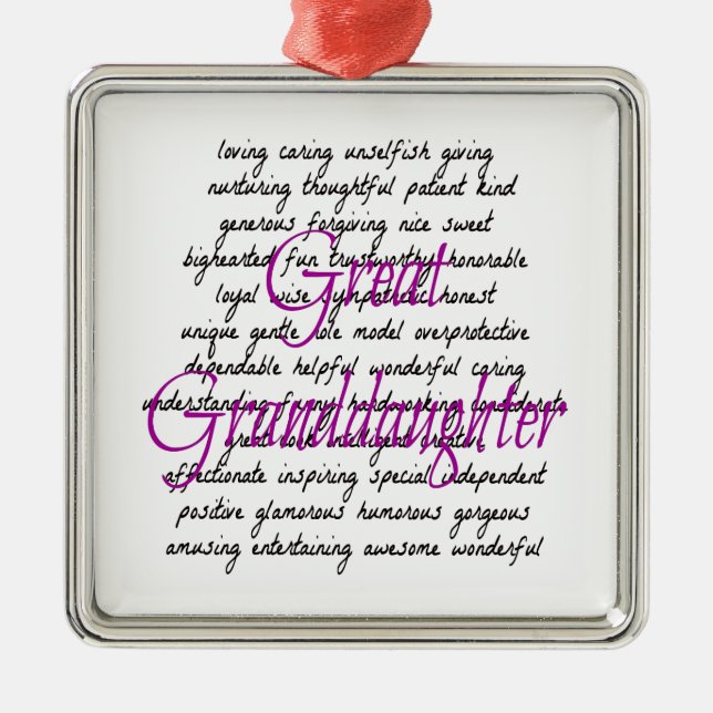 Words for Great Granddaughter Metal Ornament (Front)
