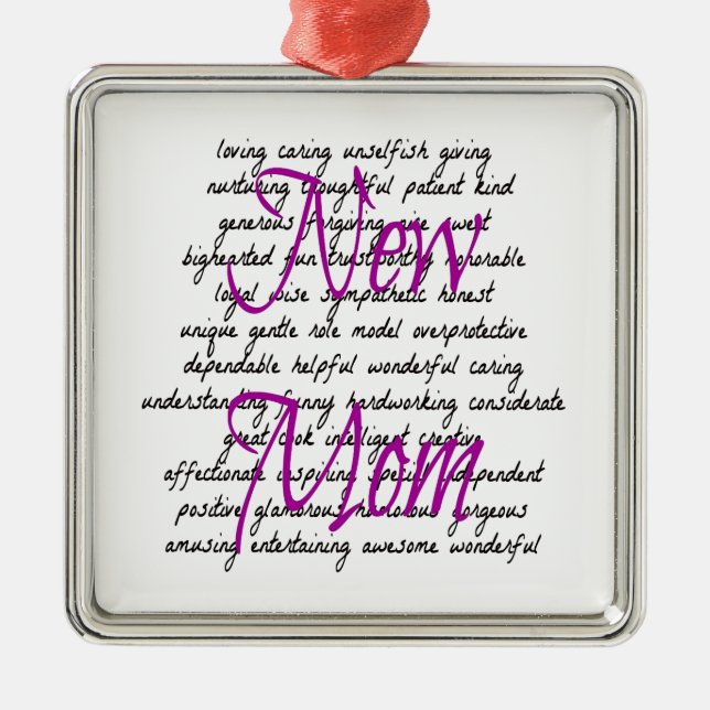 Words for New Mum Metal Ornament (Front)