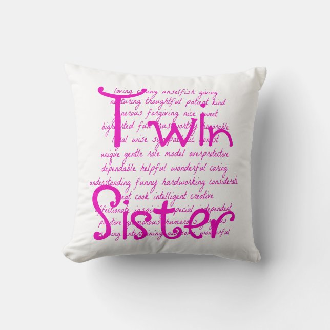 Words for Twin Sister Cushion (Front)