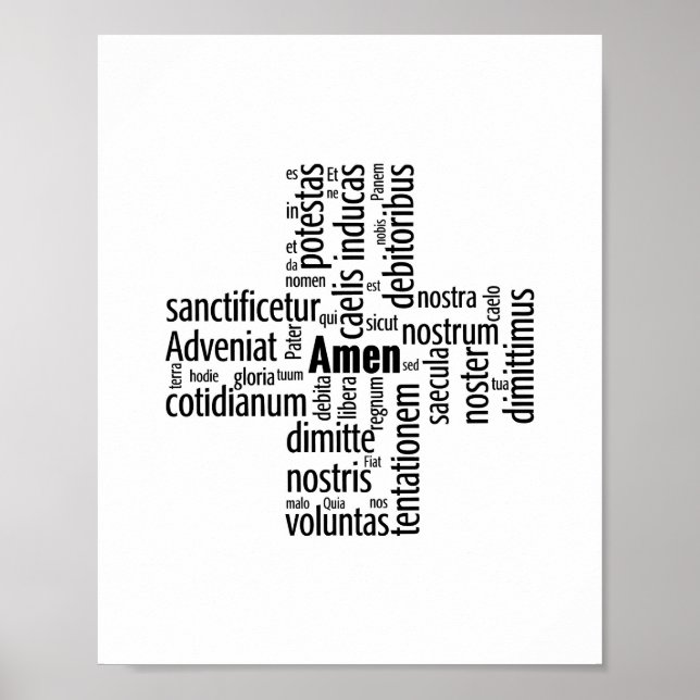 Words from the Pater Noster in Latin Poster (Front)
