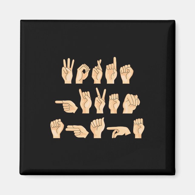 Words Given Shape American Sign Language 1  Magnet (Front)