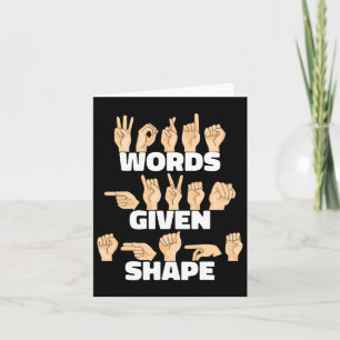 Words Given Shape Asl American Sign Language  Card