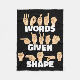 Words Given Shape Asl American Sign Language Fleece Blanket