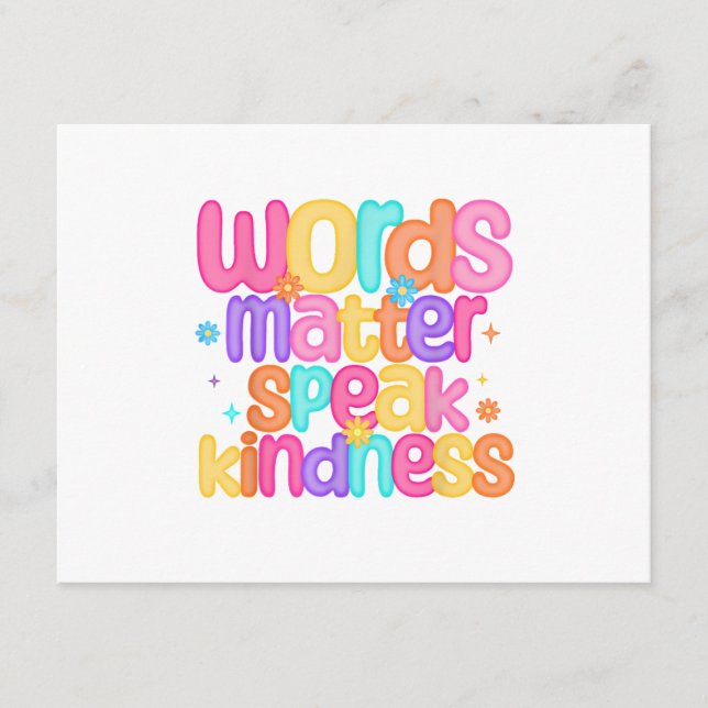 Words Matter Speak Kindness Colourful Positive Mes Enclosure Card (Front)