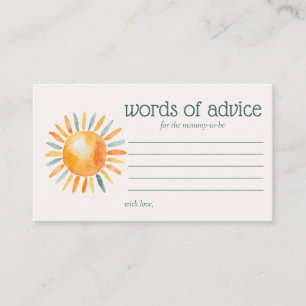 Words of Advice Here Comes the Son Baby Boy Shower Enclosure Card