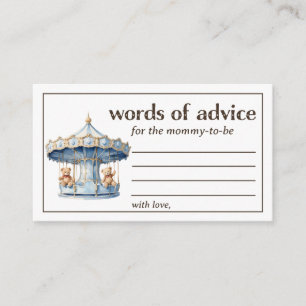 Words of Advice Teddy Bear Twin Boy Baby Shower Enclosure Card