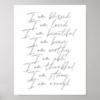 Words of Affirmation I am blessed loved beautiful